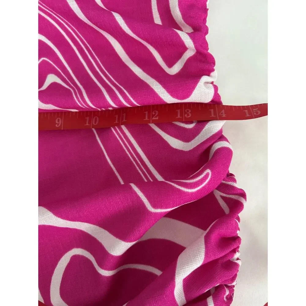 EUC Le Lis Collection Strapless Retro Ruched Pink Swirl Bodycon Mini Dress-Small - Picture 8 of 9